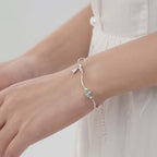 Silver Whale Tail Moonstone Bracelet