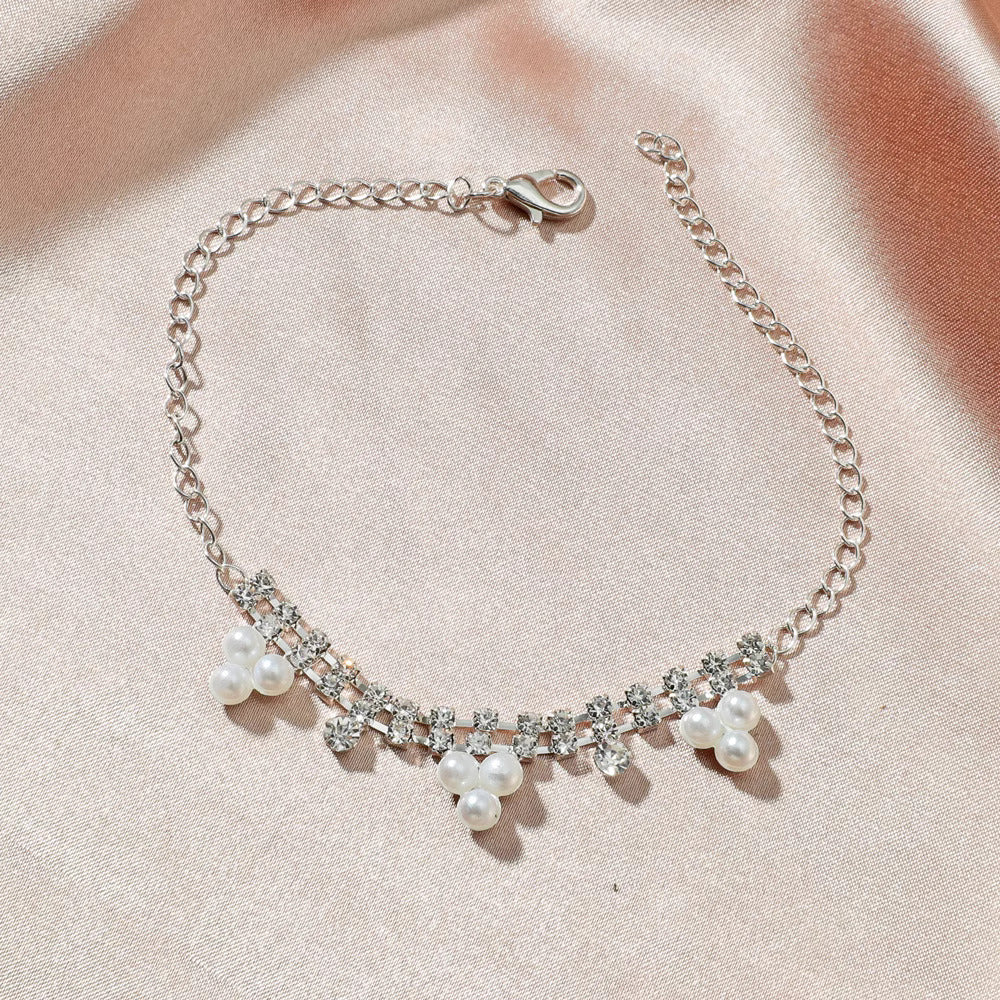 Silver White Pearl Anklet