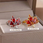 Silver and gold maple leaf ring