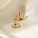 14K Gold Plated Stainless Steel Earrings, Heart Stud Earrings