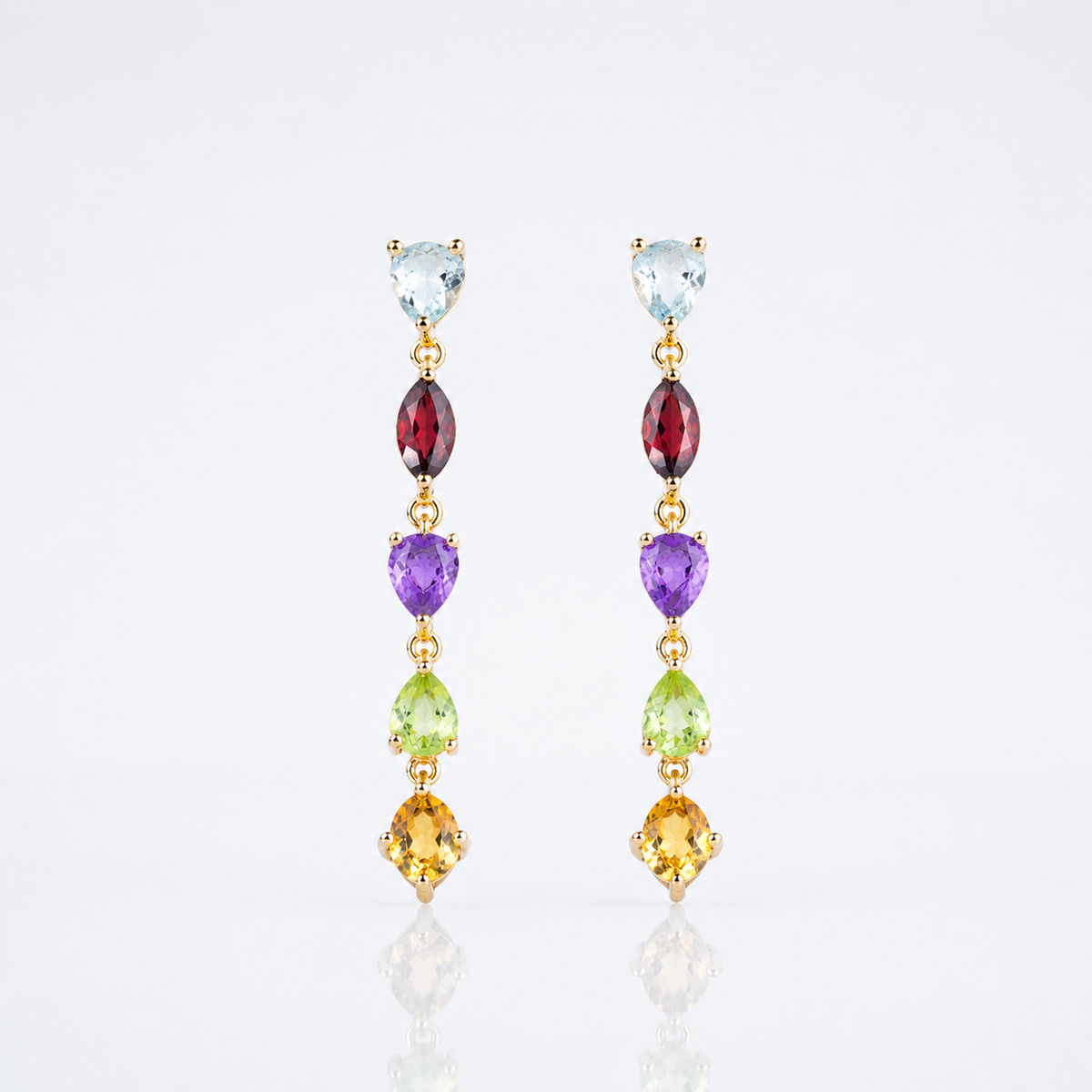 Simple Citrine Amethyst Multi Birthstone Earrings 
