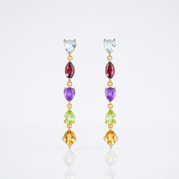 Simple Citrine Amethyst Multi Birthstone Earrings 
