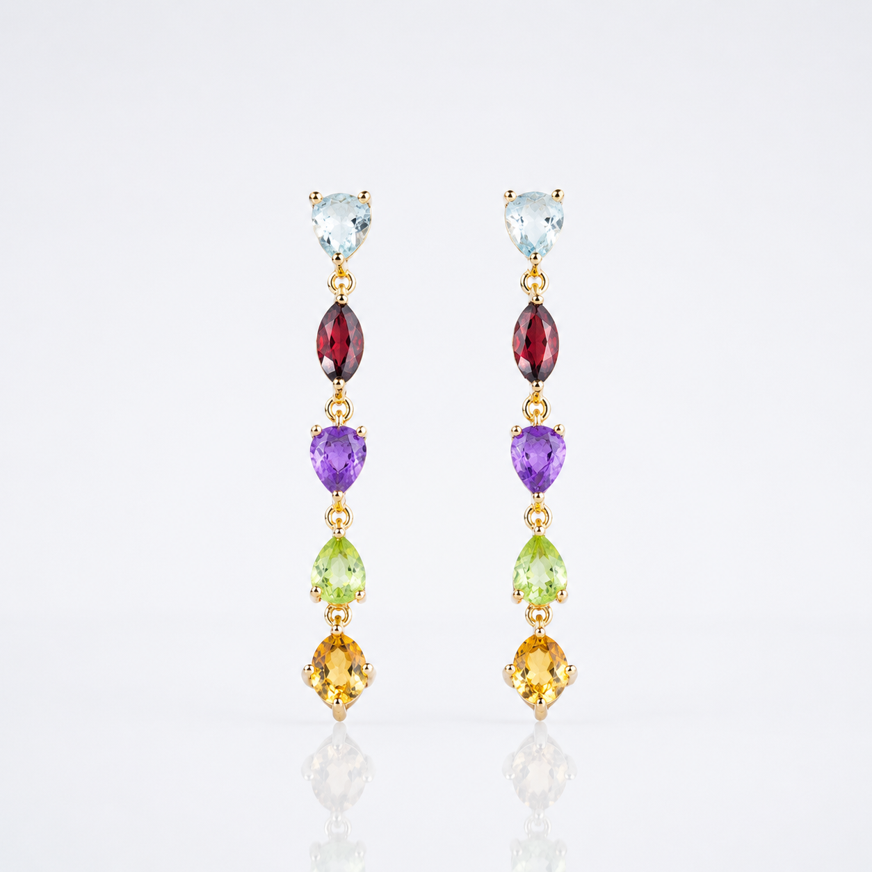 Simple Citrine Amethyst Multi Birthstone Earrings 
