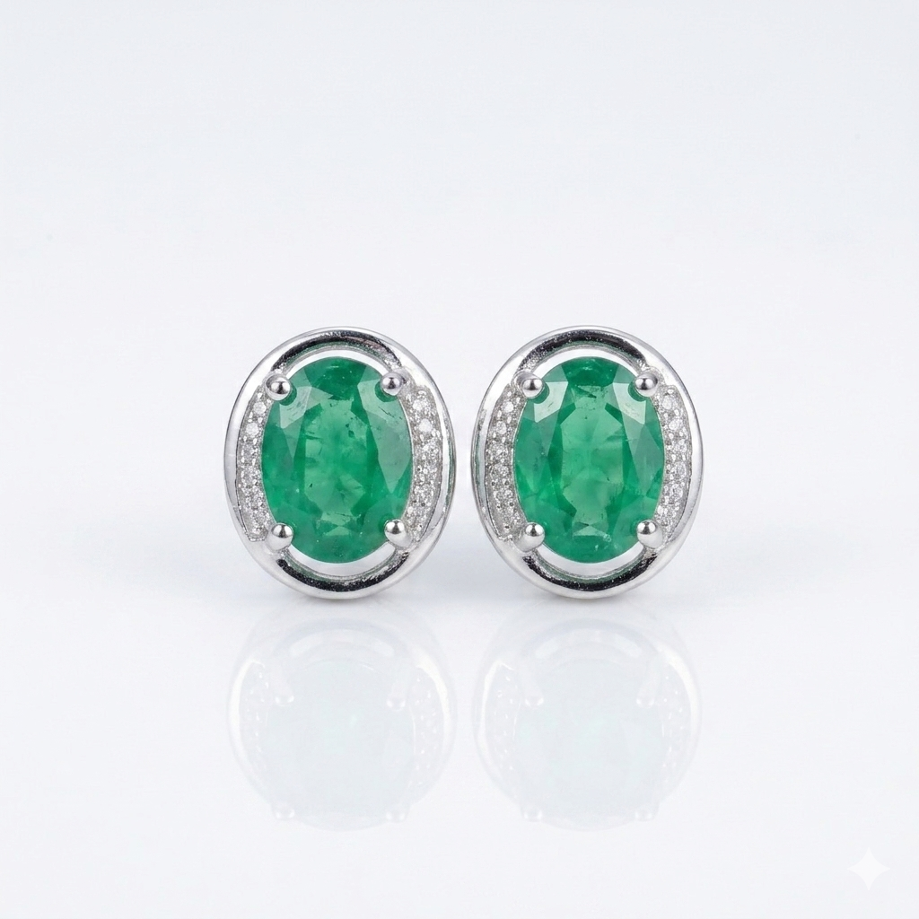 Simple Emerald Gemstone Earring