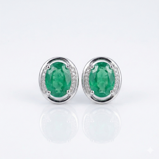 Simple Emerald Gemstone Earring