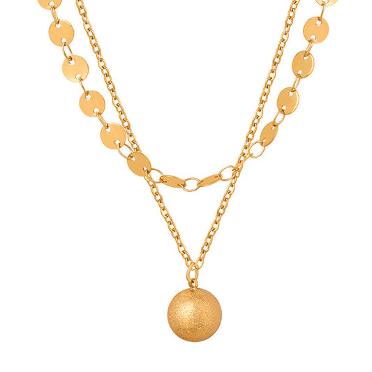 Simple Gold Disc Ball Layering Necklace