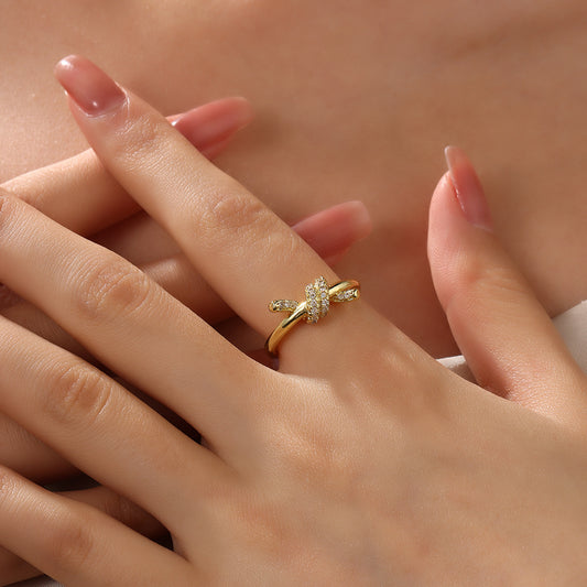 Simple Gold Plated Twisted Knot Ring