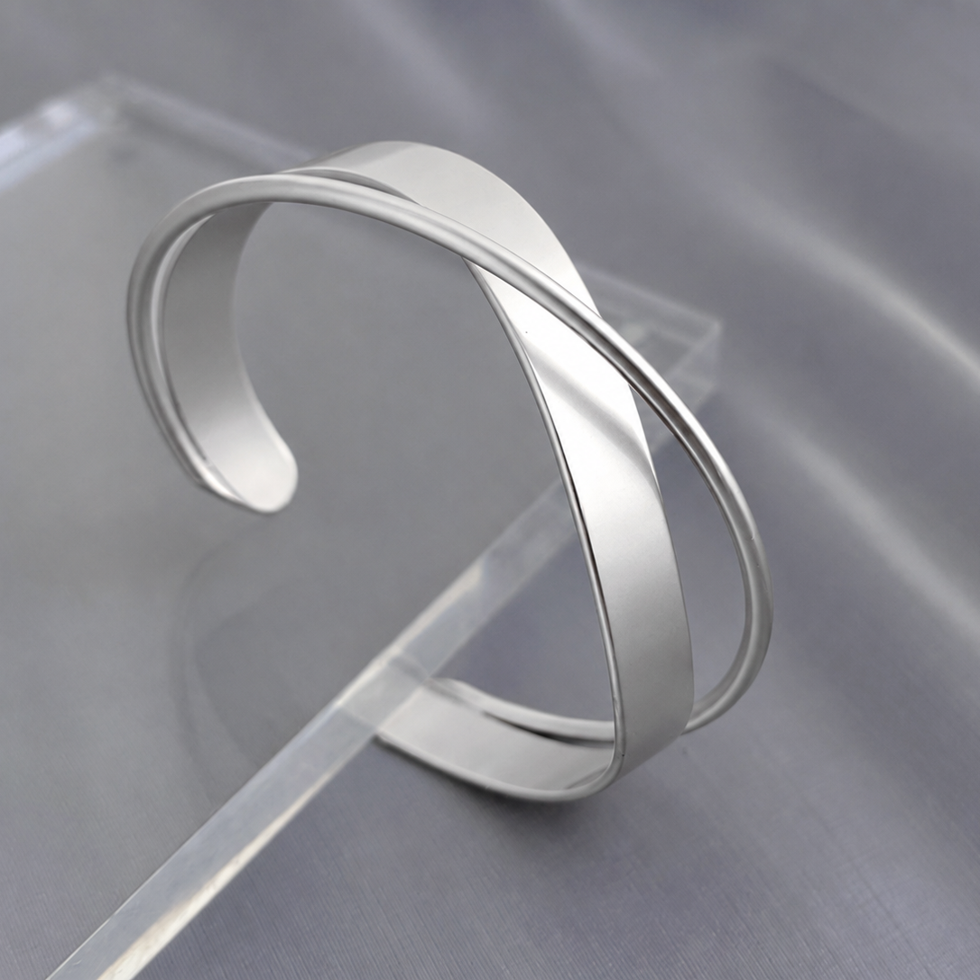 Simple Matte Finish Mobius Bangle Cuff Bracelet