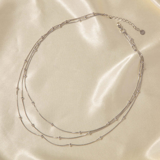 14K Gold Layering Herringbone Beads Chain Necklace