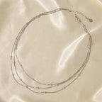 14K Gold Layering Herringbone Beads Chain Necklace