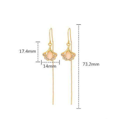 14K Gold Plated Ginkgo Leaf Threader Earrings