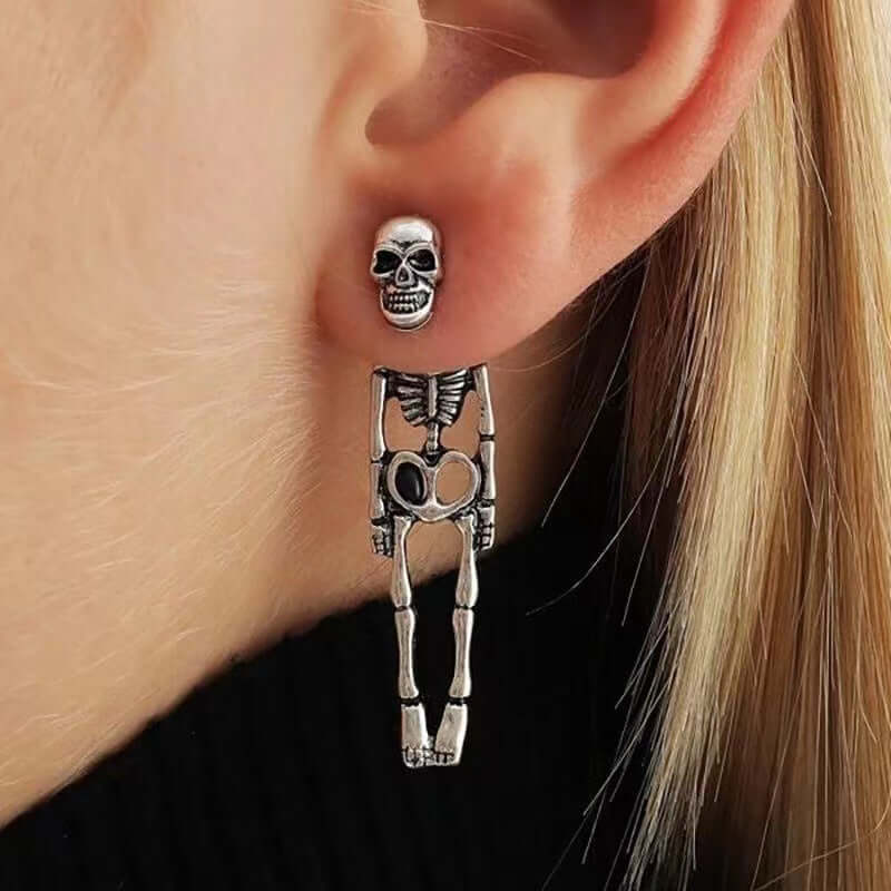 3 Ways Skull Skeleton Ear Jacket Earrings Stud