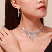 Sparkly Zircon Tassel Earings Necklace