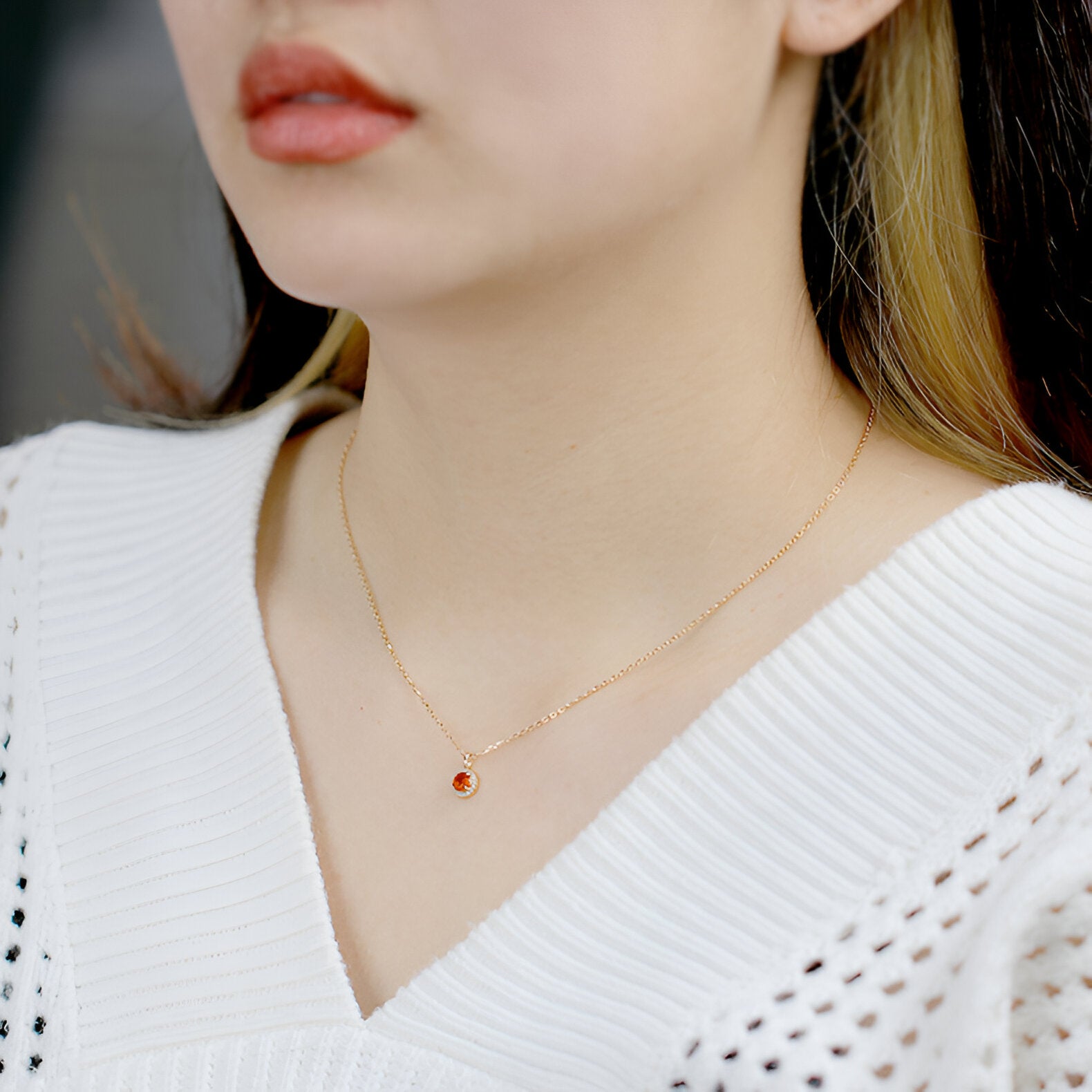 Spessartine Garnet Red Halo Pendant & Charm