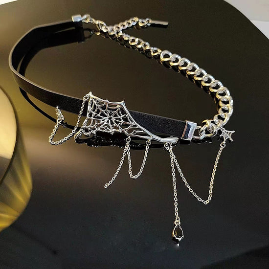 Spider Serpent Black Leather Collar Choker Necklace Punk