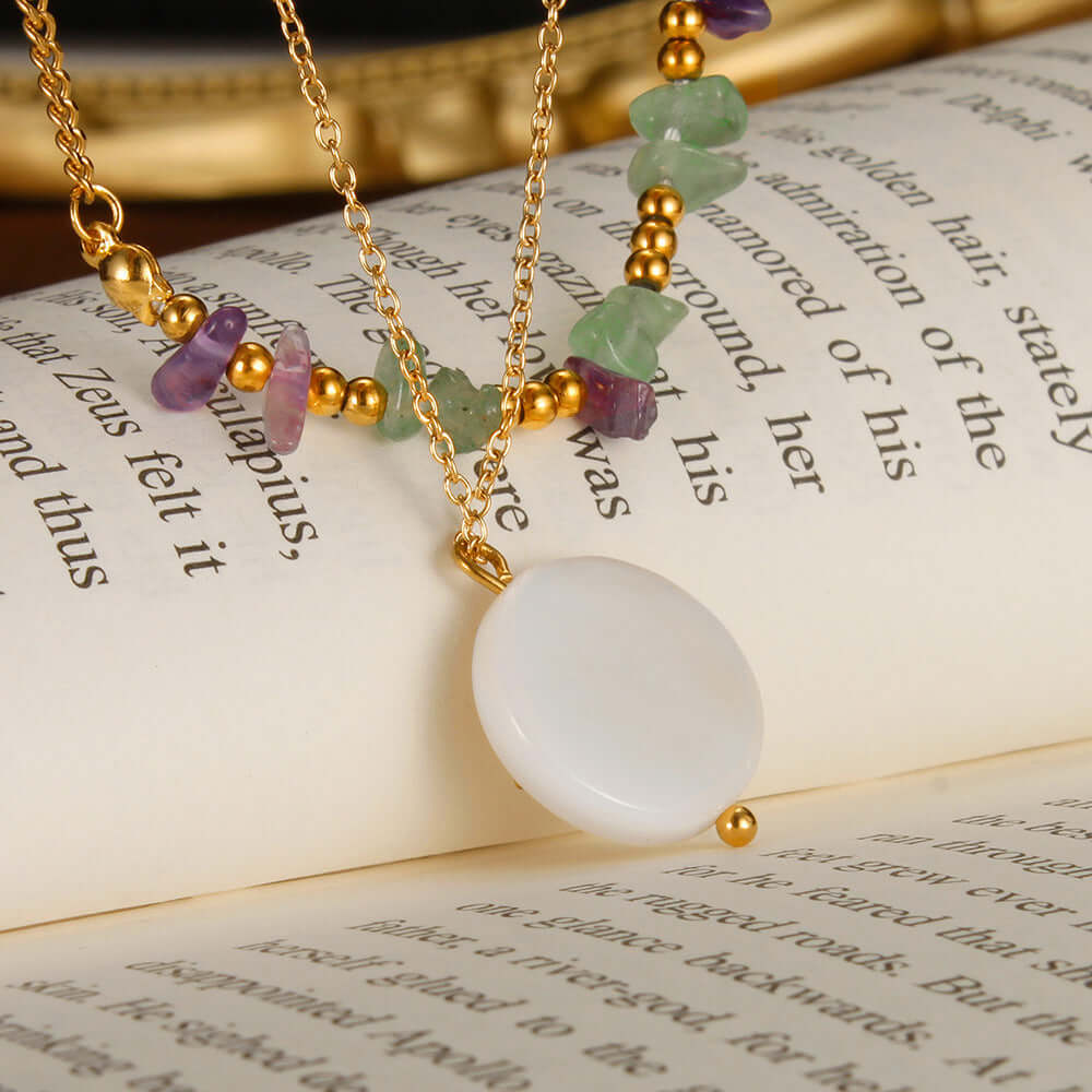 Star Pendant Stone Layering Necklace