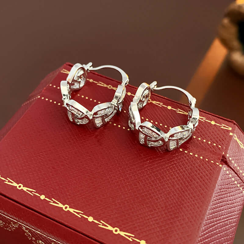 Sterling Silver Architecture Hoop Earrings