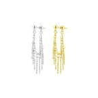 Sterling Silver Chain Tassel Waterfall Earrings