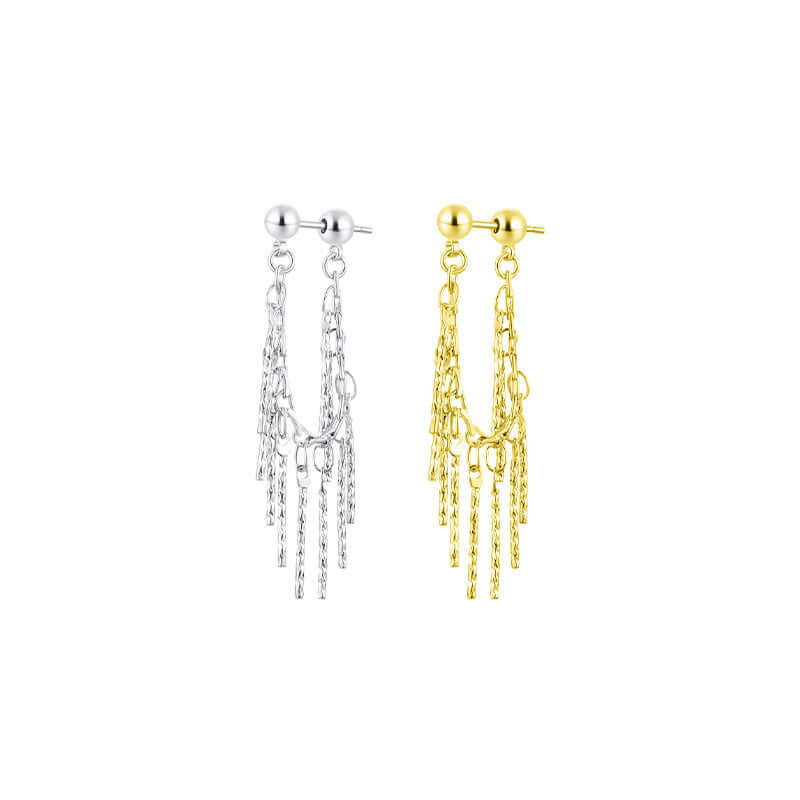 Sterling Silver Chain Tassel Waterfall Earrings