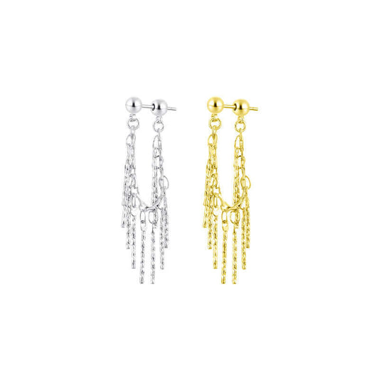 Sterling Silver Chain Tassel Waterfall Earrings