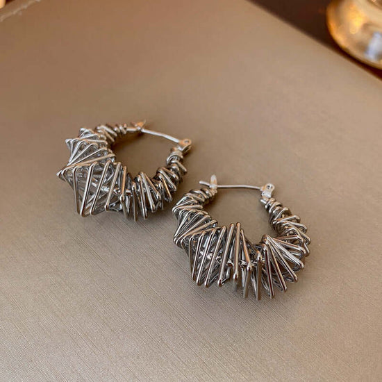Sterling Silver Chic Spiral Triangle Earrings