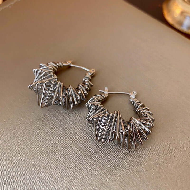 Sterling Silver Chic Spiral Triangle Earrings