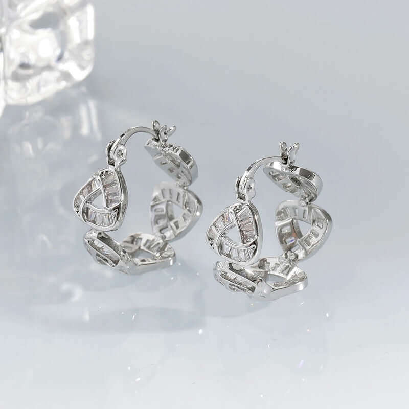 Sterling Silver Geometric Hoop Earrings