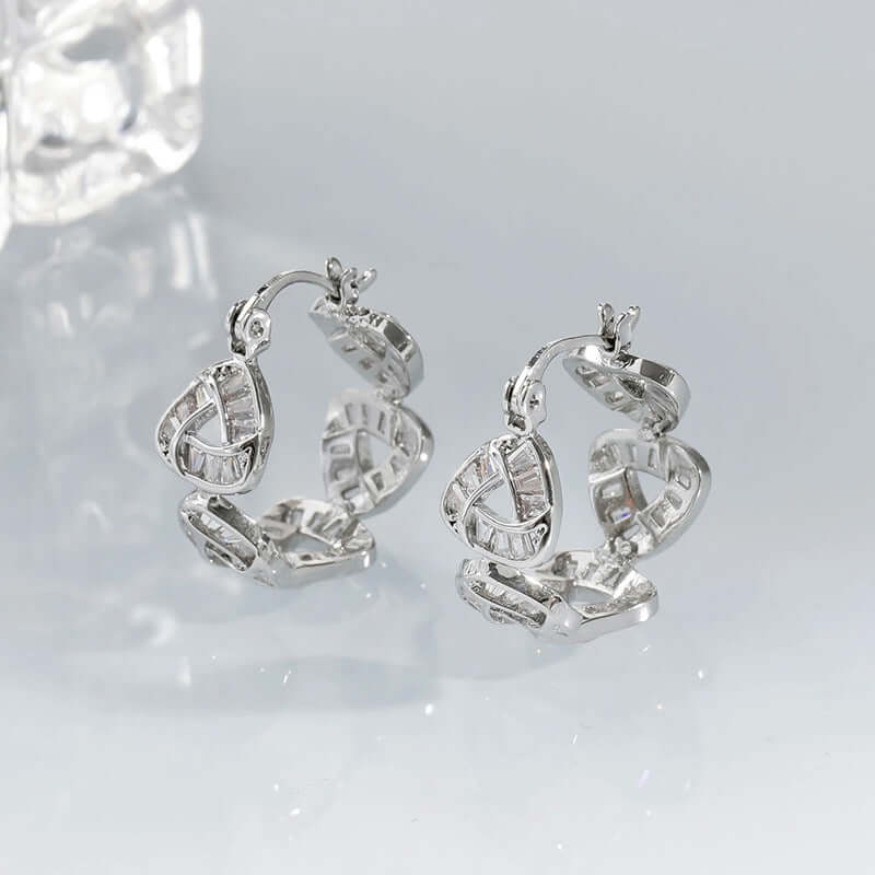 Sterling Silver Geometric Hoop Earrings