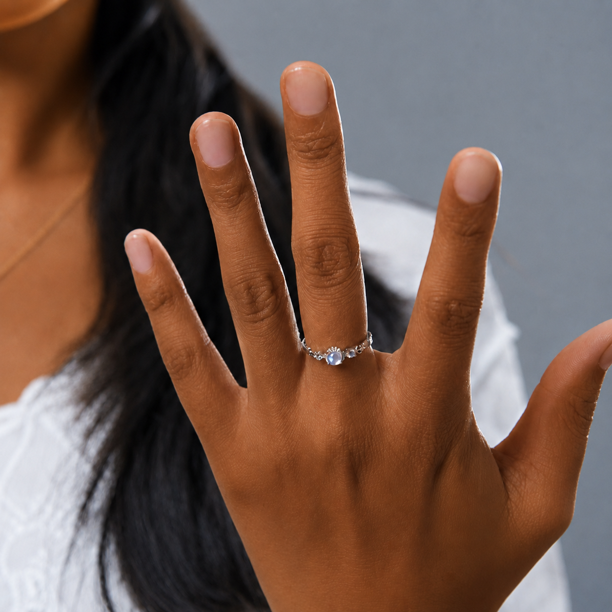 Sterling Silver Moonstone Gemstone Ring