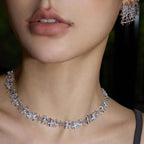 Braided Woven Dainty Choker Necklace Set Silver