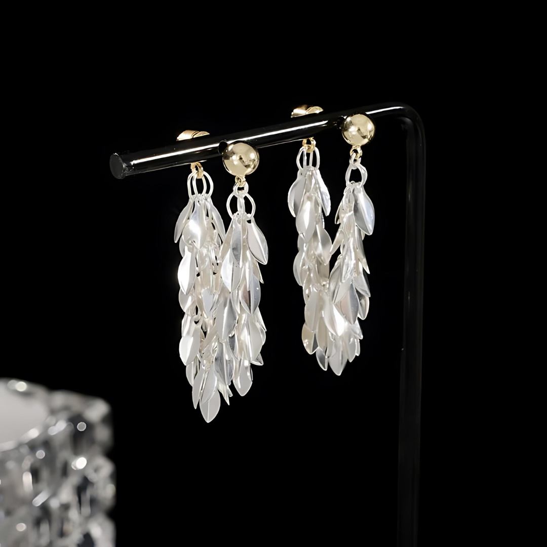 Sterling Silver Tassel Leaf Drop Earrings