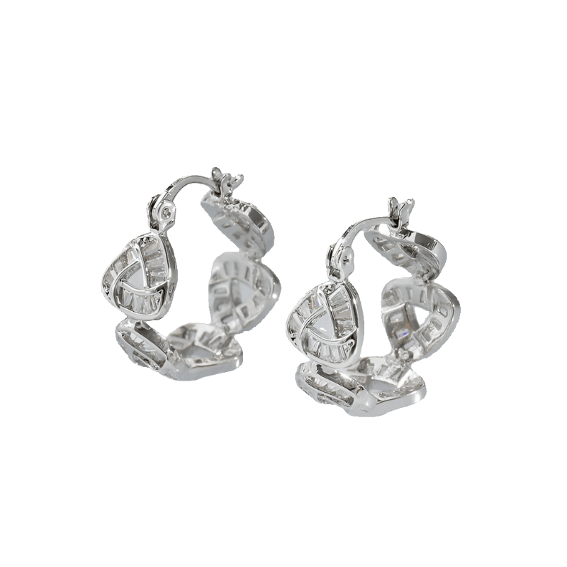 Sterling Silver Trillion Cut Hoop Earrings