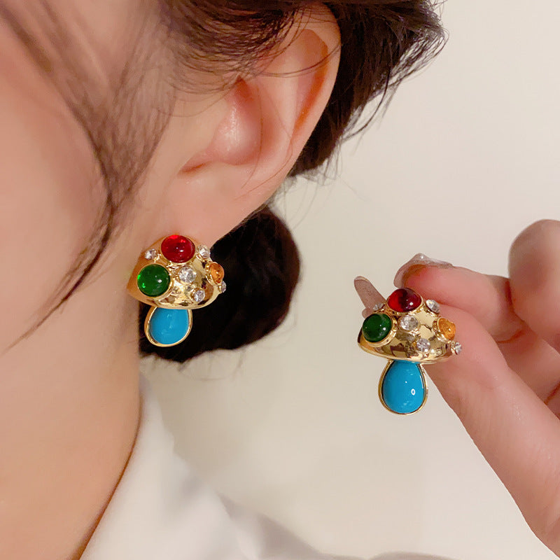 Stone Mushroom Turquoise Earrings