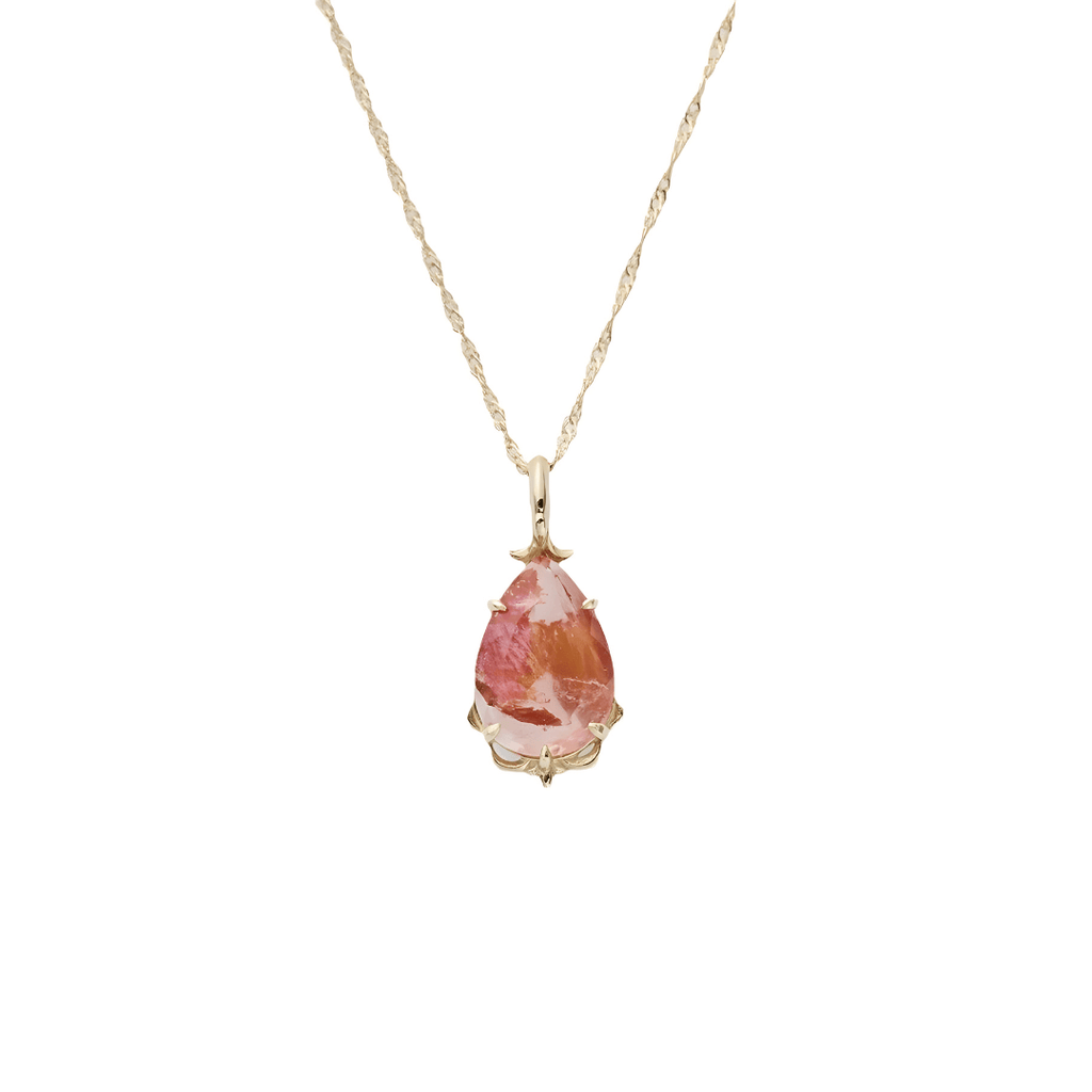 Dainty Strawberry Pink Gemstone Necklace