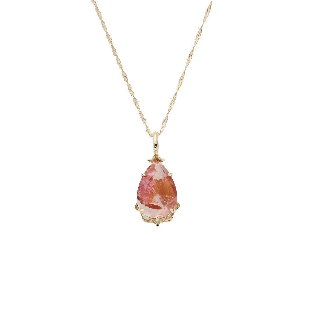 Strawberry Pink Quartz Pendant Necklace