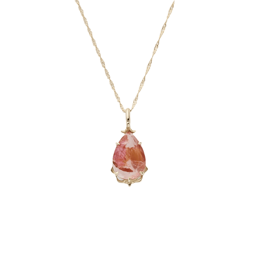 Dainty Strawberry Pink Gemstone Necklace