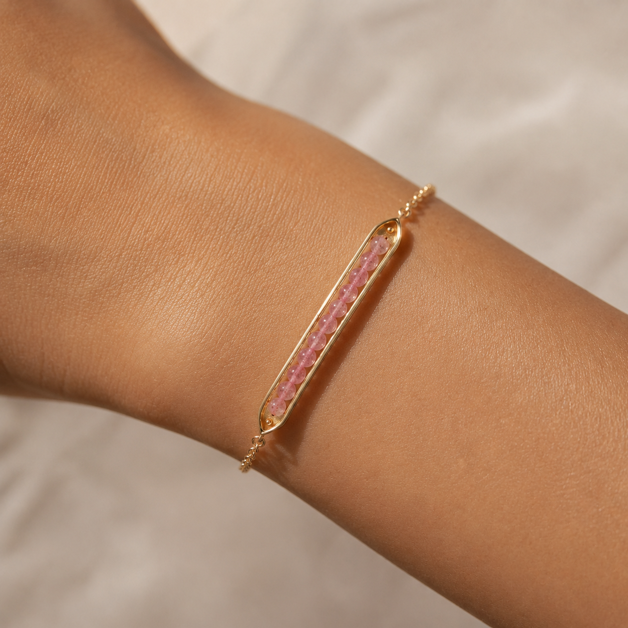 Strawberry Quartz Bar Bracelet