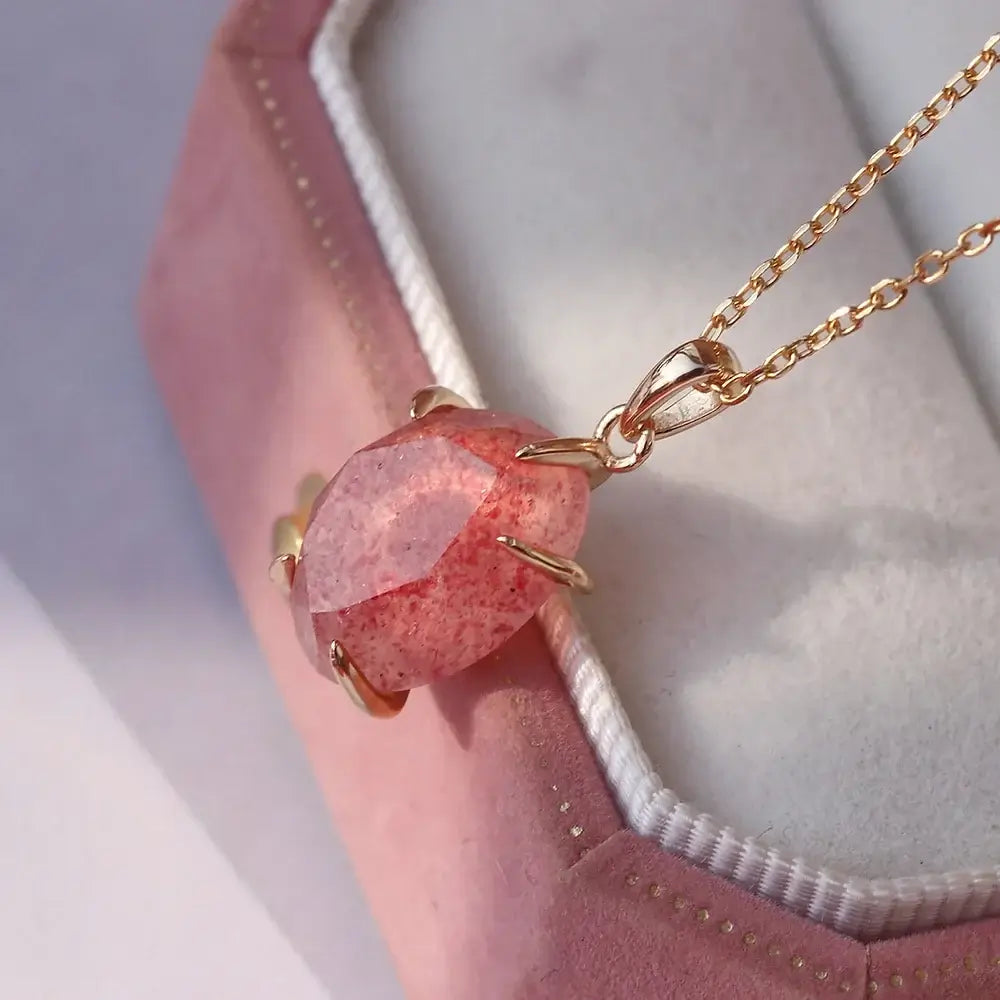 Strawberry Quartz Pendant Necklace