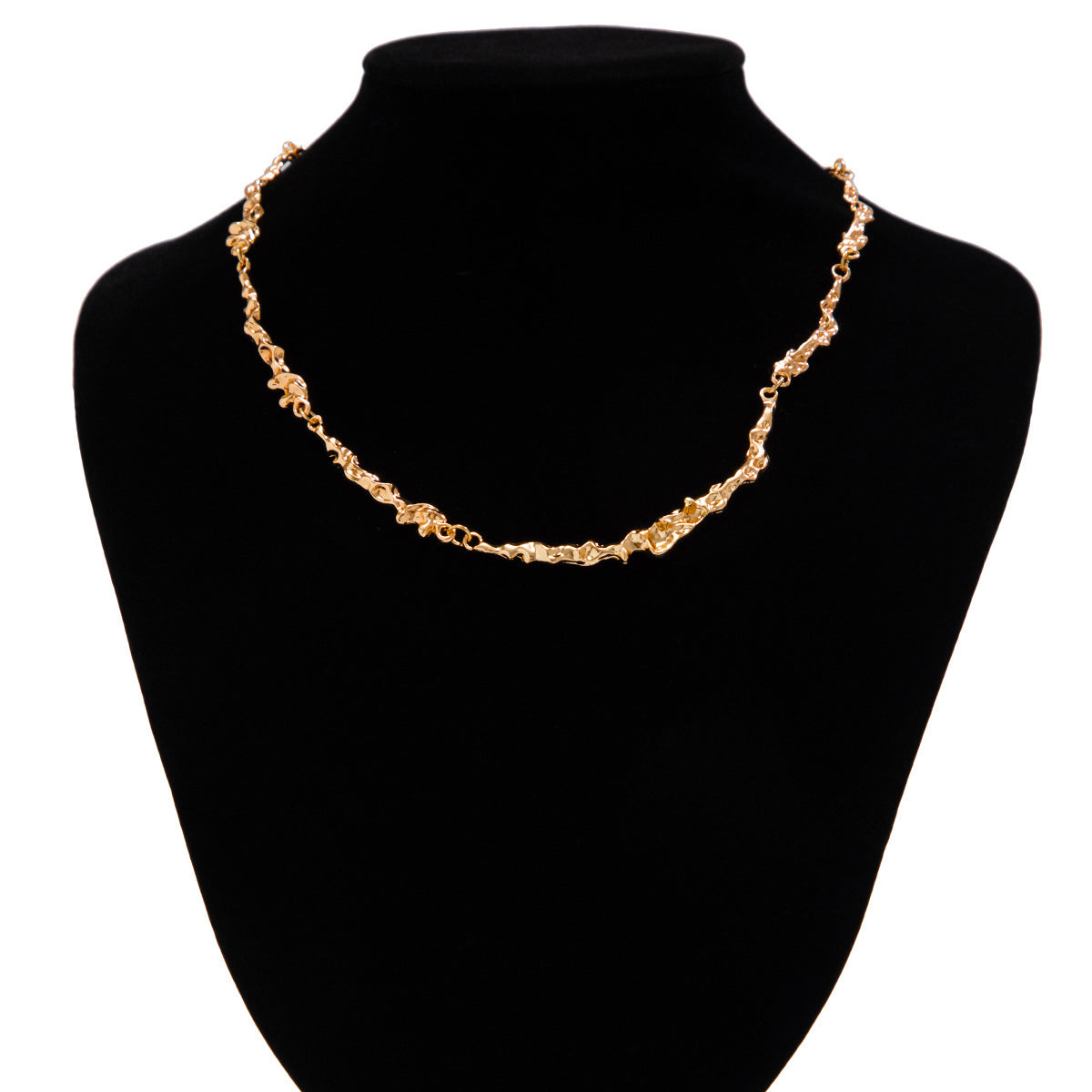 Stylish Molten Chain Gold Necklace