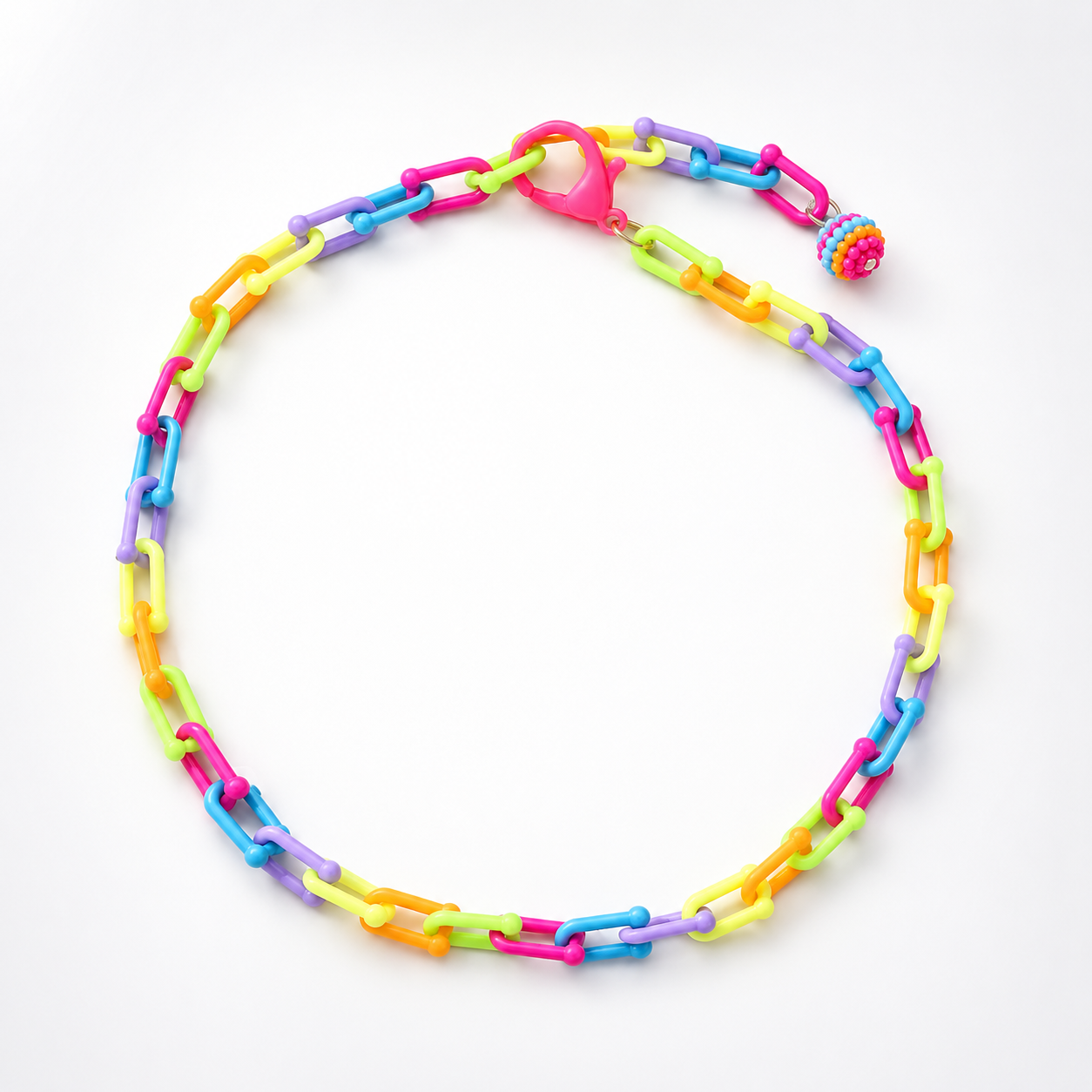 Summer Rainbow Paperclip Chain Anklets