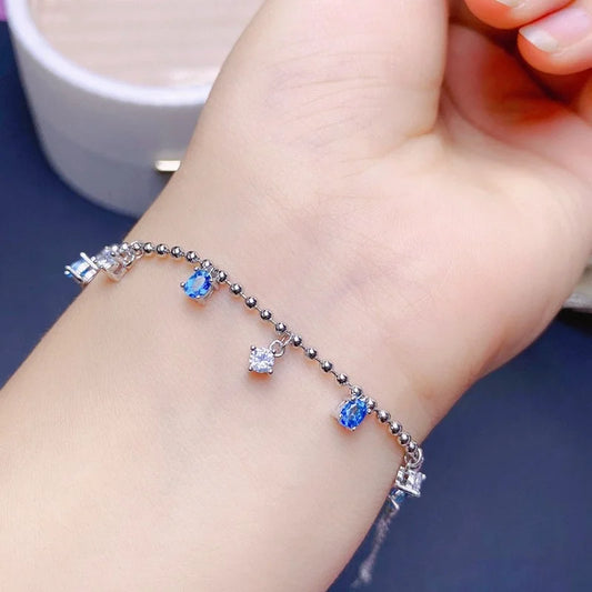 Swiss Blue Topaz Multistone Bracelet, Sagittarius Chain Bracelet