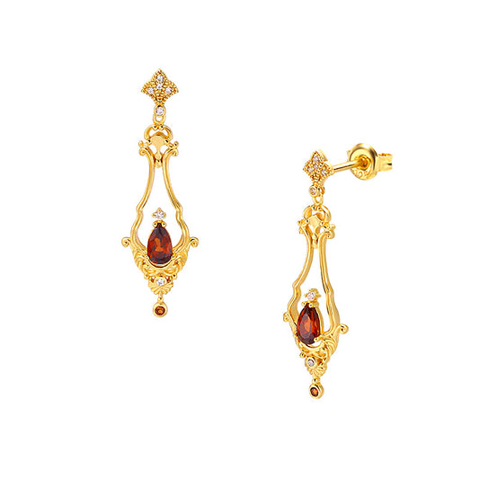 Baroque Natural Garnet Drop Earrings