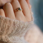 14K Gold Plated Vintage Heart Paua Shell Ring