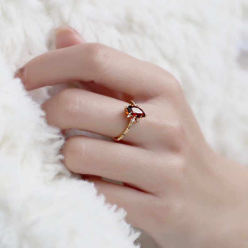 Natural Marquise Red Ruby July Birthstone Ring