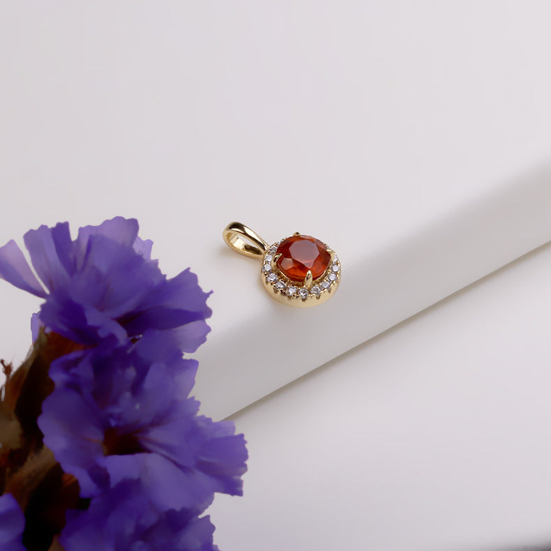 Spessartine Garnet Pendant Necklace, Garnet Red Pendant
