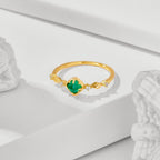 14K Gold Plated Minimalist Emerald Promise Ring | TB2026