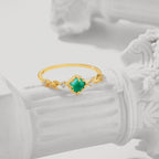 14K Gold Plated Minimalist Emerald Promise Ring | TB2026