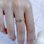 14K Gold Plated Minimalist Emerald Promise Ring | TB2026