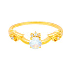 Romantic CZ Moonstone Gemini Birthstone Curve Ring