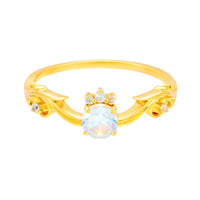 Romantic CZ Moonstone Gemini Birthstone Curve Ring
